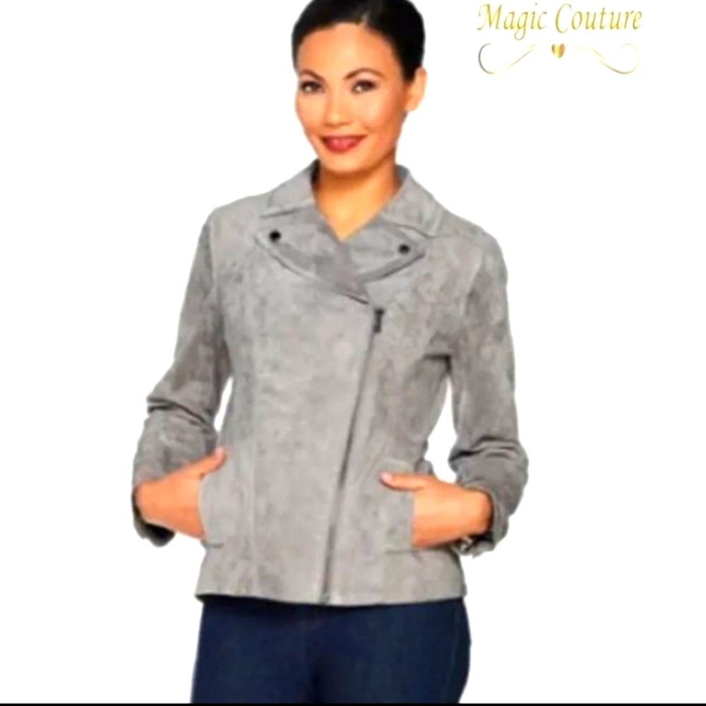 IsaacMizrahiLive leather moto jacket